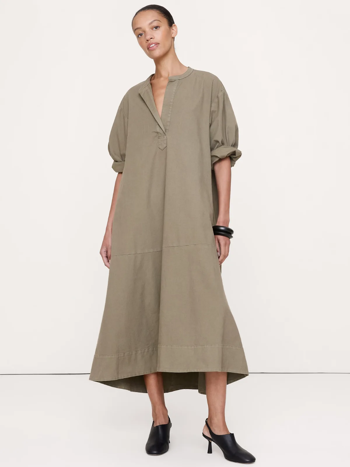 Cotton Canvas Popover Maxi Dress by Banana Republic