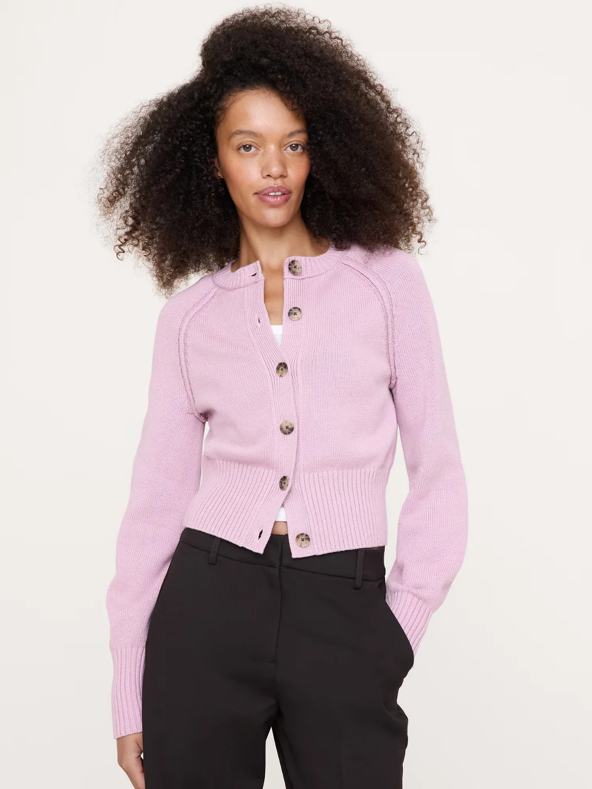 Larkspur Cotton-Silk Volume-Sleeve Cardigan by Banana Republic