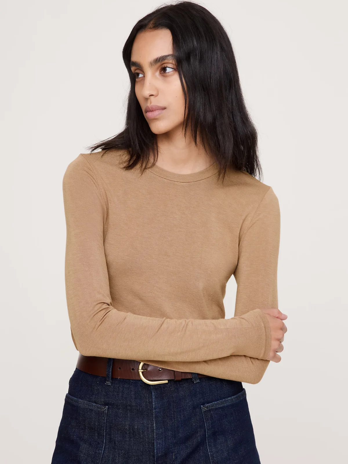 Luxe Wool-Blend Crew-Neck Top by Banana Republic