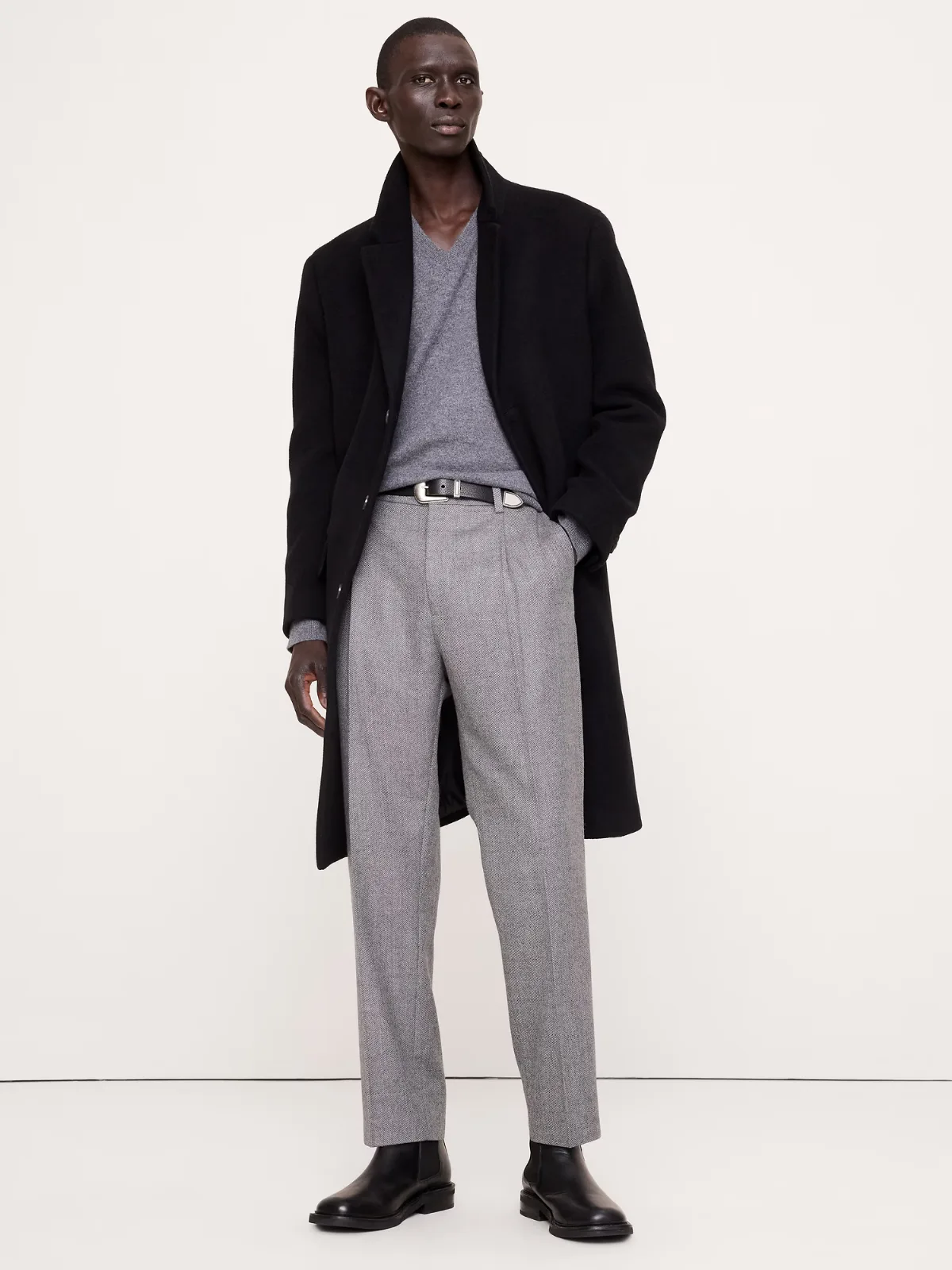 Classic Tapered Wool-Cotton Herringbon Dress Pant by Banana Republic