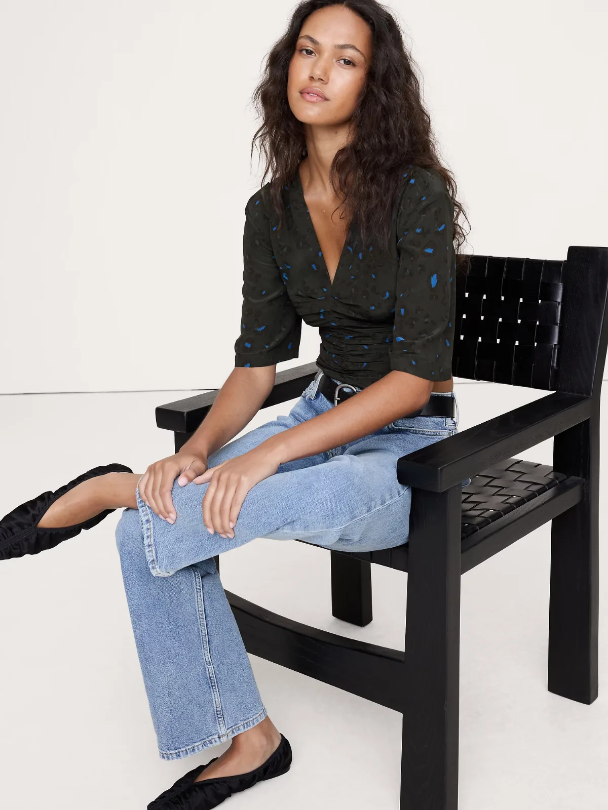 Matte Silk Ruched Top by Banana Republic