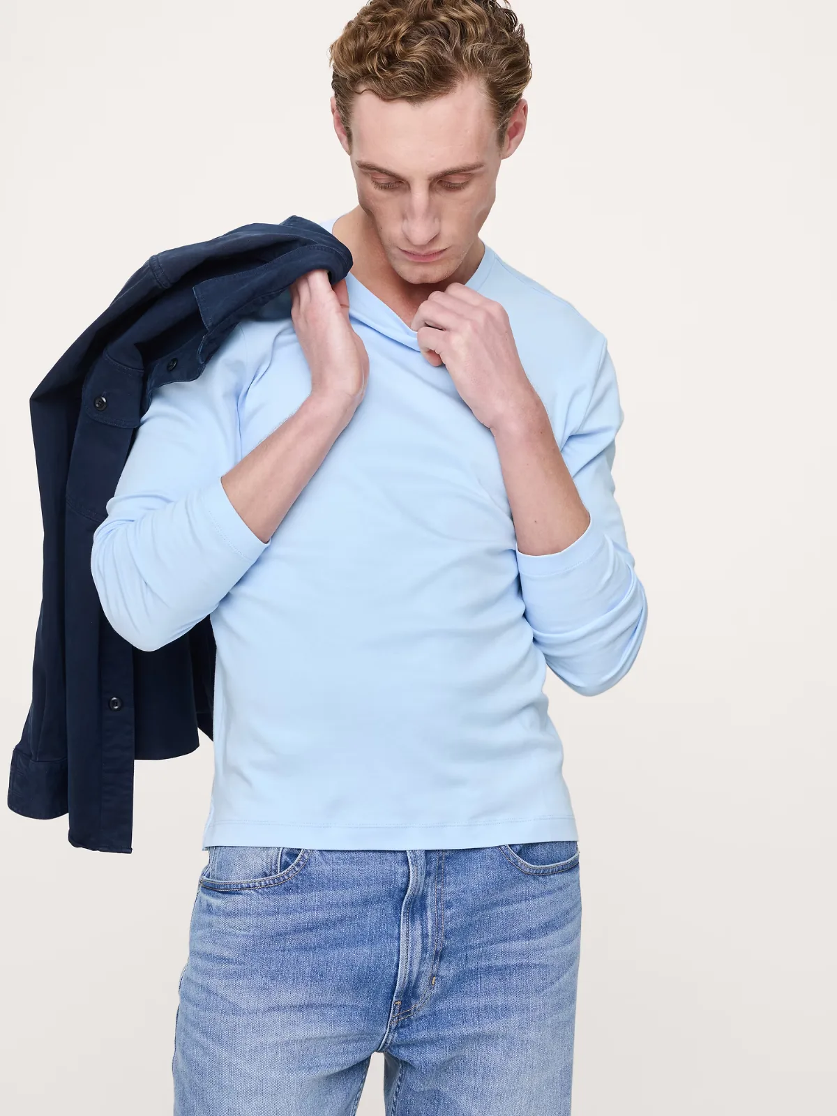 Luxury-Touch Long-Sleeve T-Shirt by Banana Republic