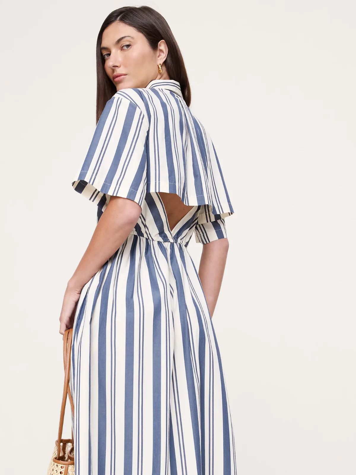 Poplin Open-Back Shirt Dress by Banana Republic