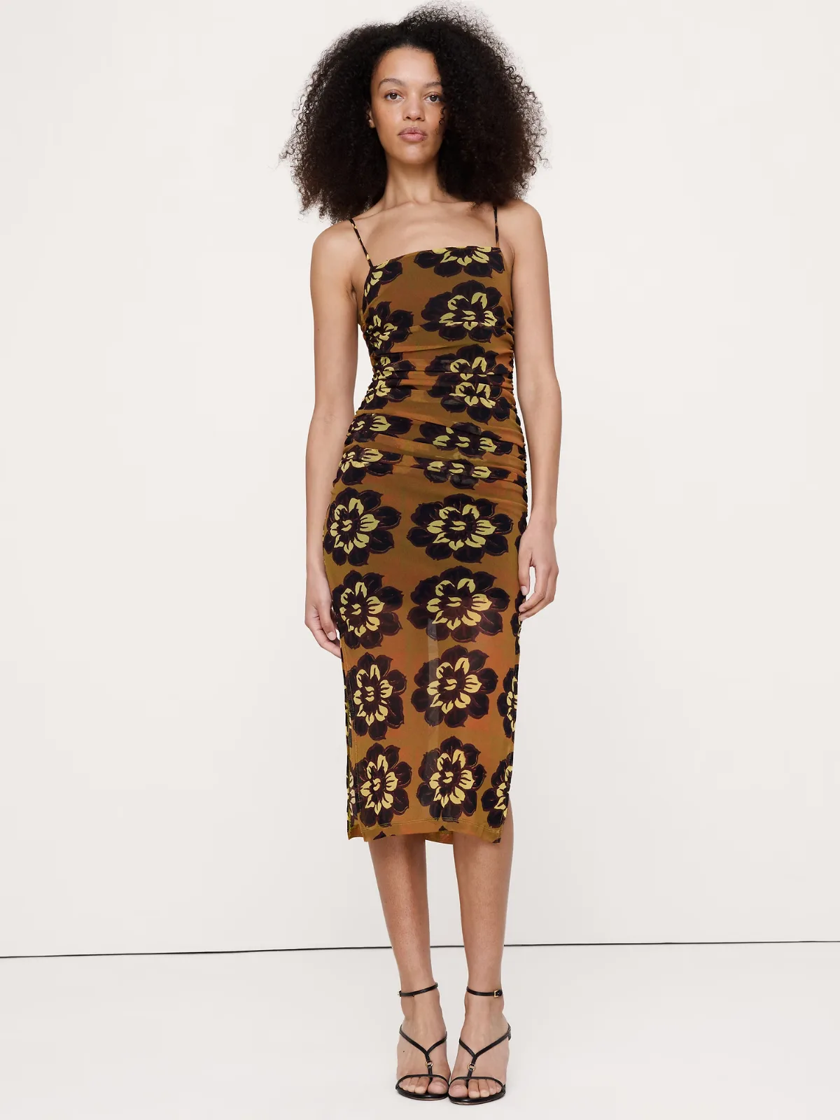 Ruched Mesh Midi Dress by Banana Republic