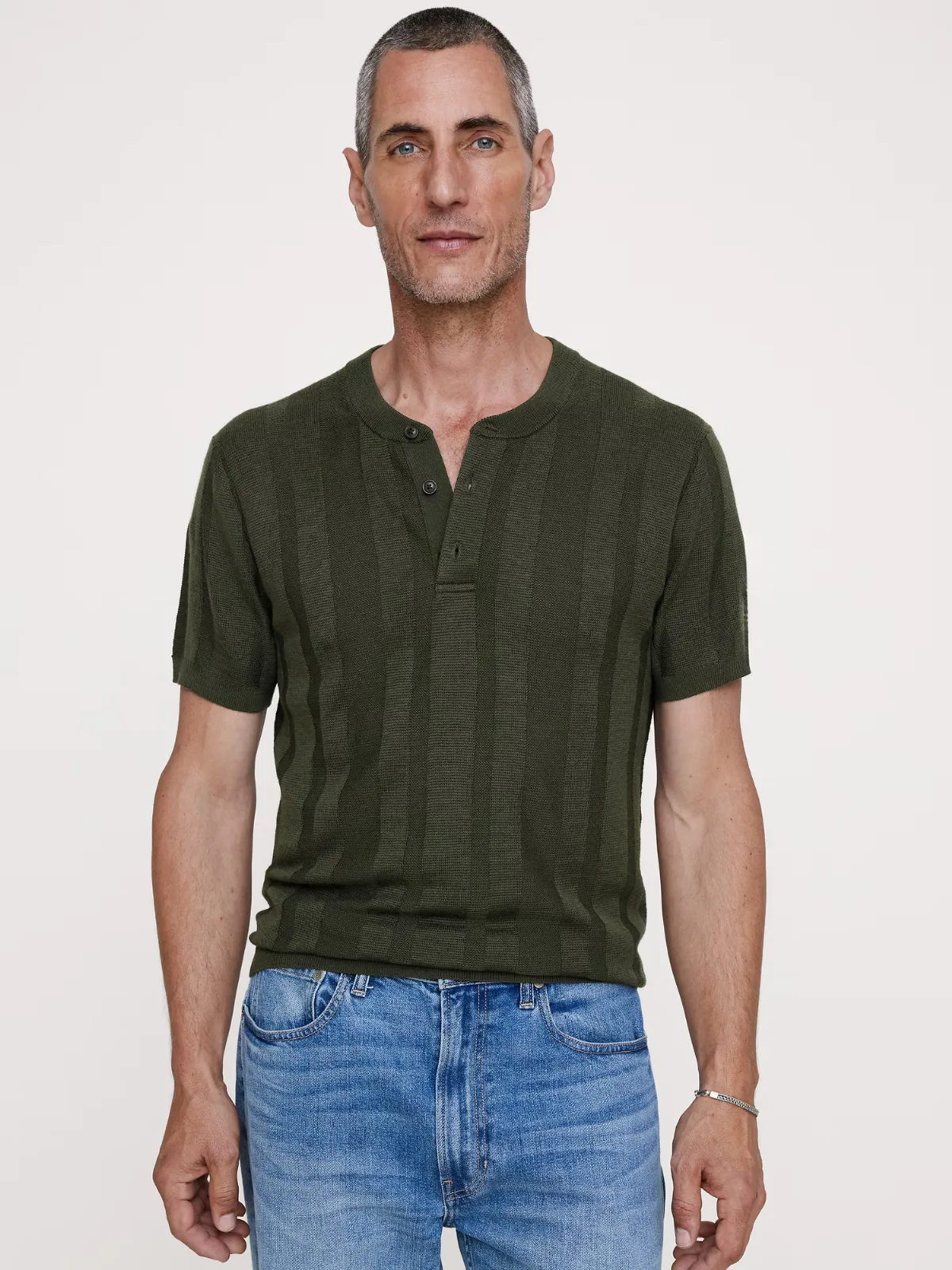 Merino Short-Sleeve Henley Sweater by Banana Republic