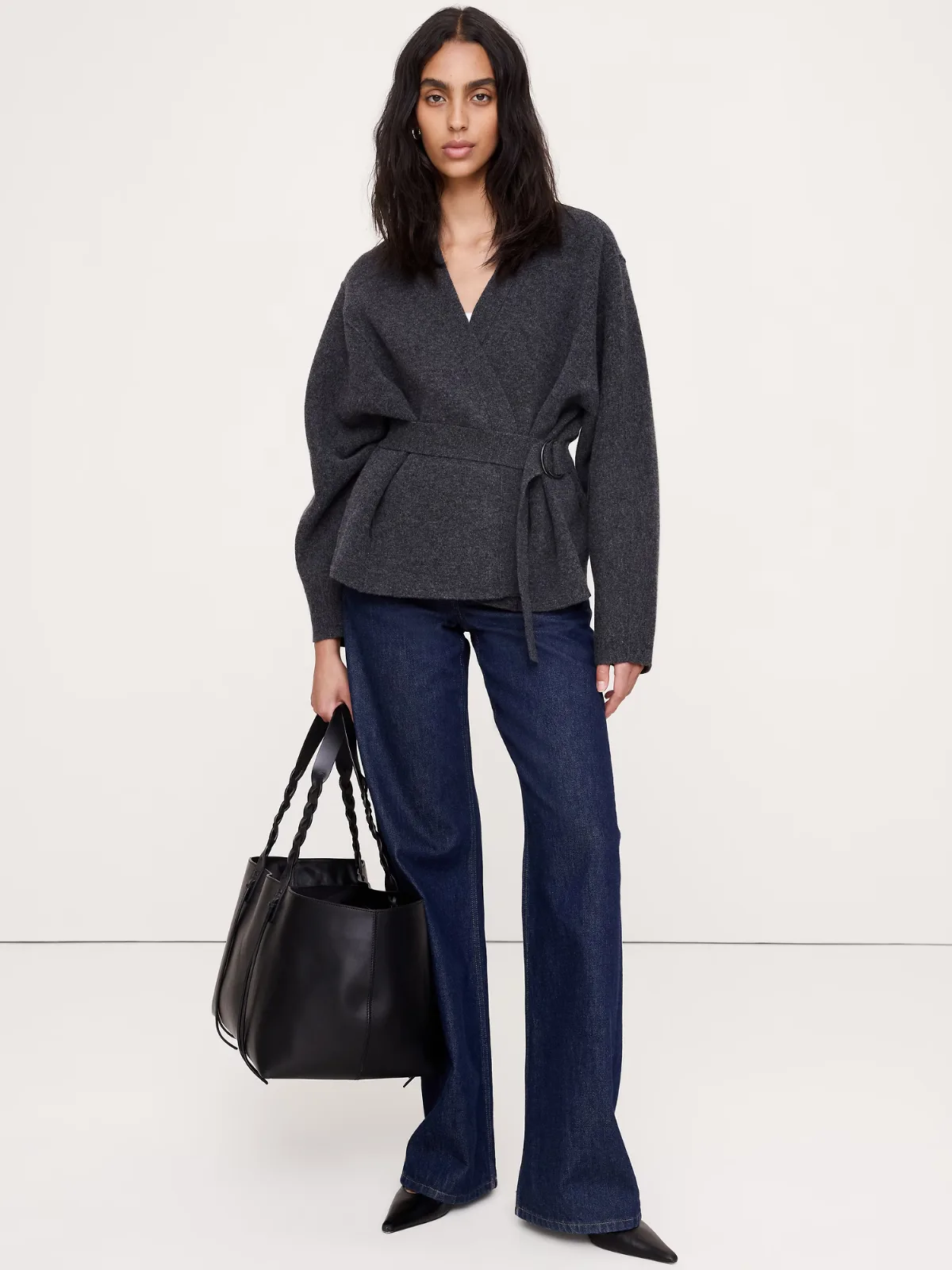 Felted Wool Belted Cardigan by Banana Republic