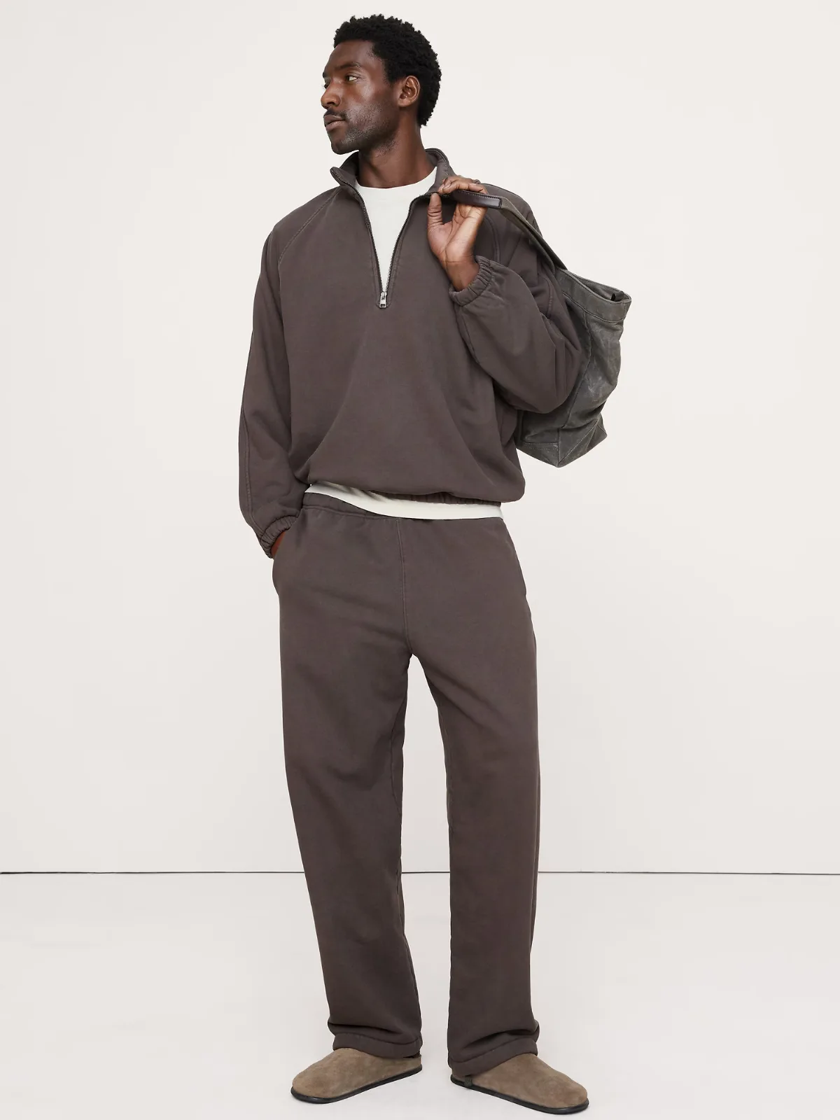 French Terry Quarter-Zip Sweatshirt by Banana Republic