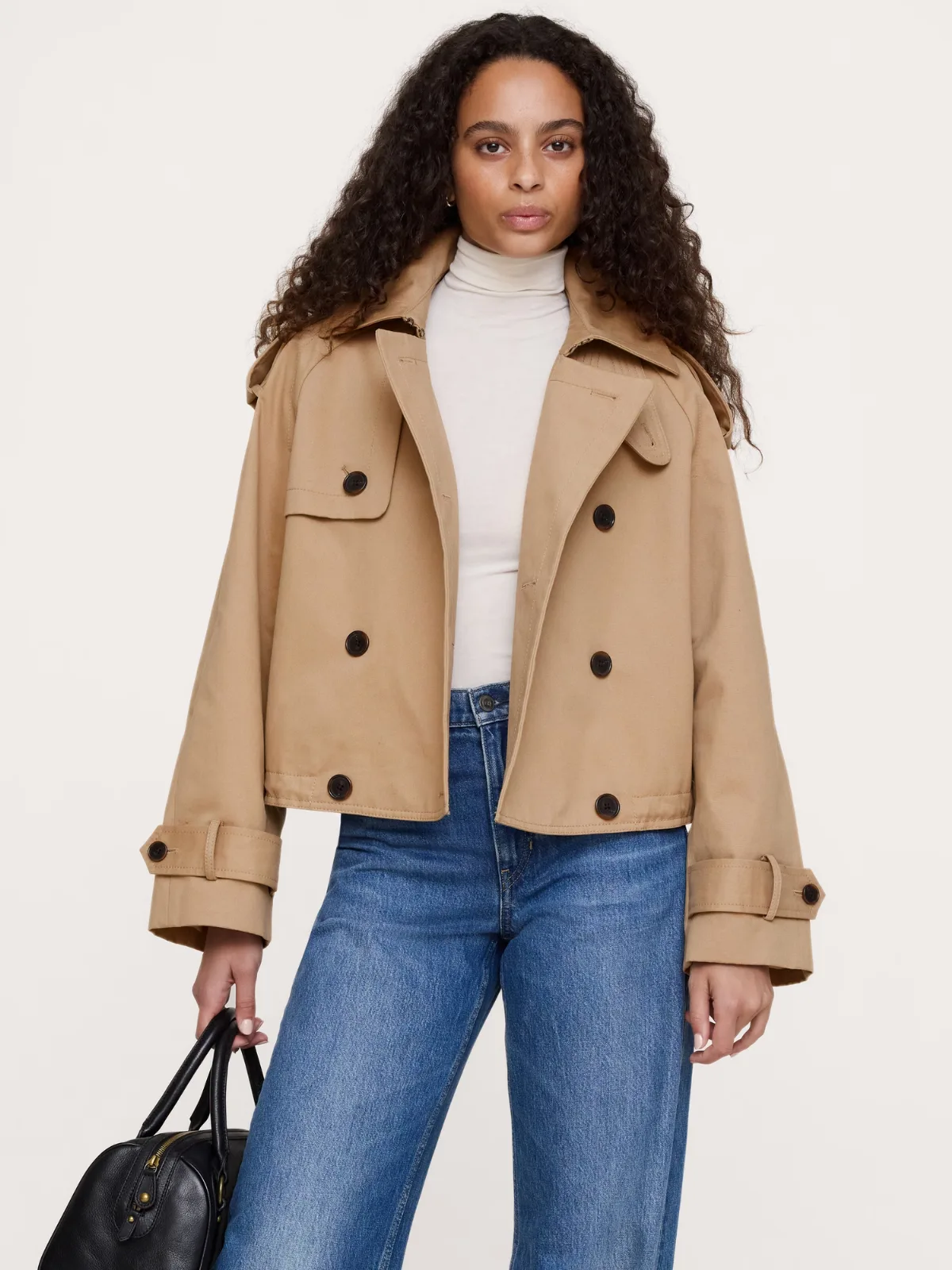 Cropped Cotton Twill Trench Coat by Banana Republic