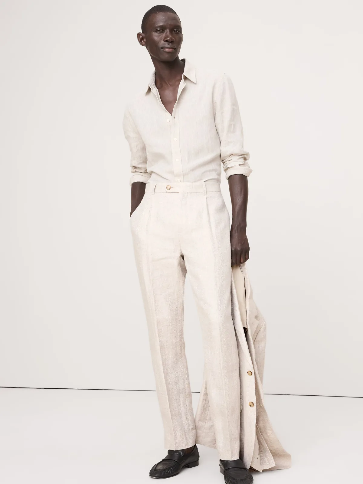 Tailored Slim-Fit Herringbone Linen Suit Pant by Banana Republic