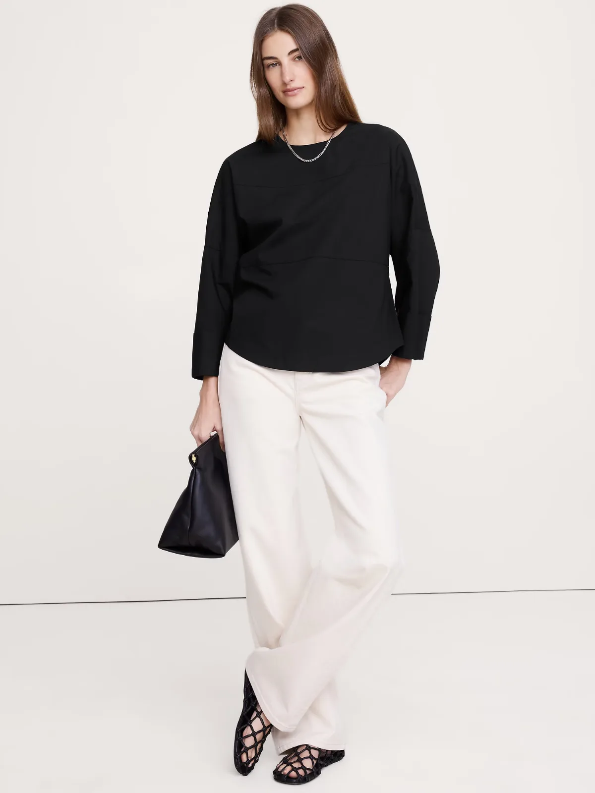 Cotton Poplin Paneled Dolman Top by Banana Republic