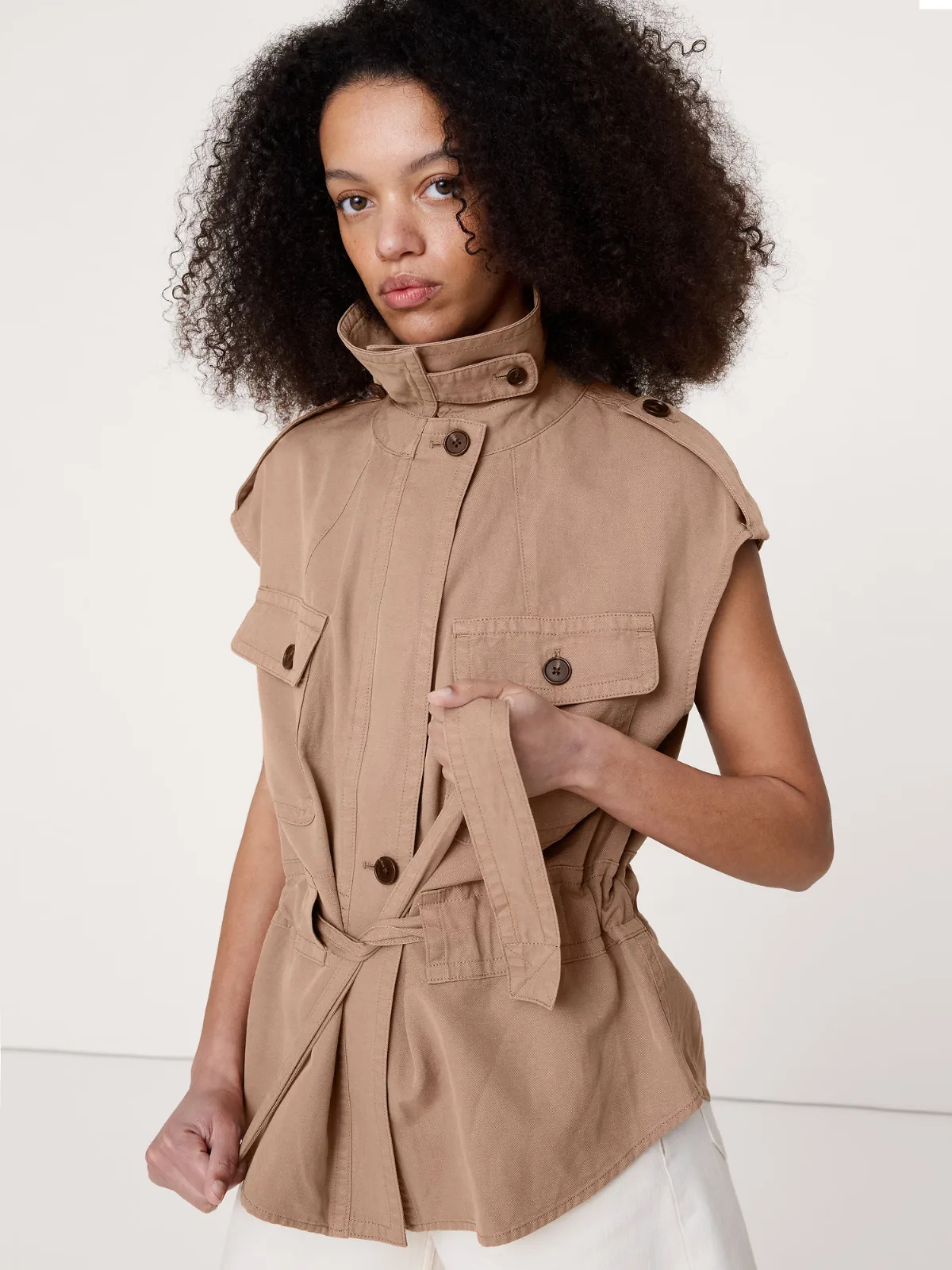 TENCEL-Cotton-Linen Utility Vest by Banana Republic