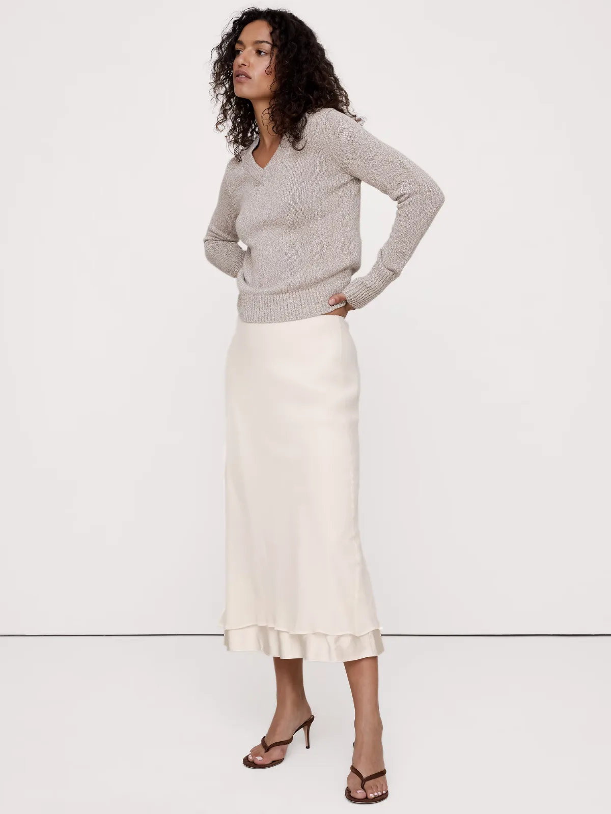Layered Georgette-Satin Maxi Skirt by Banana Republic