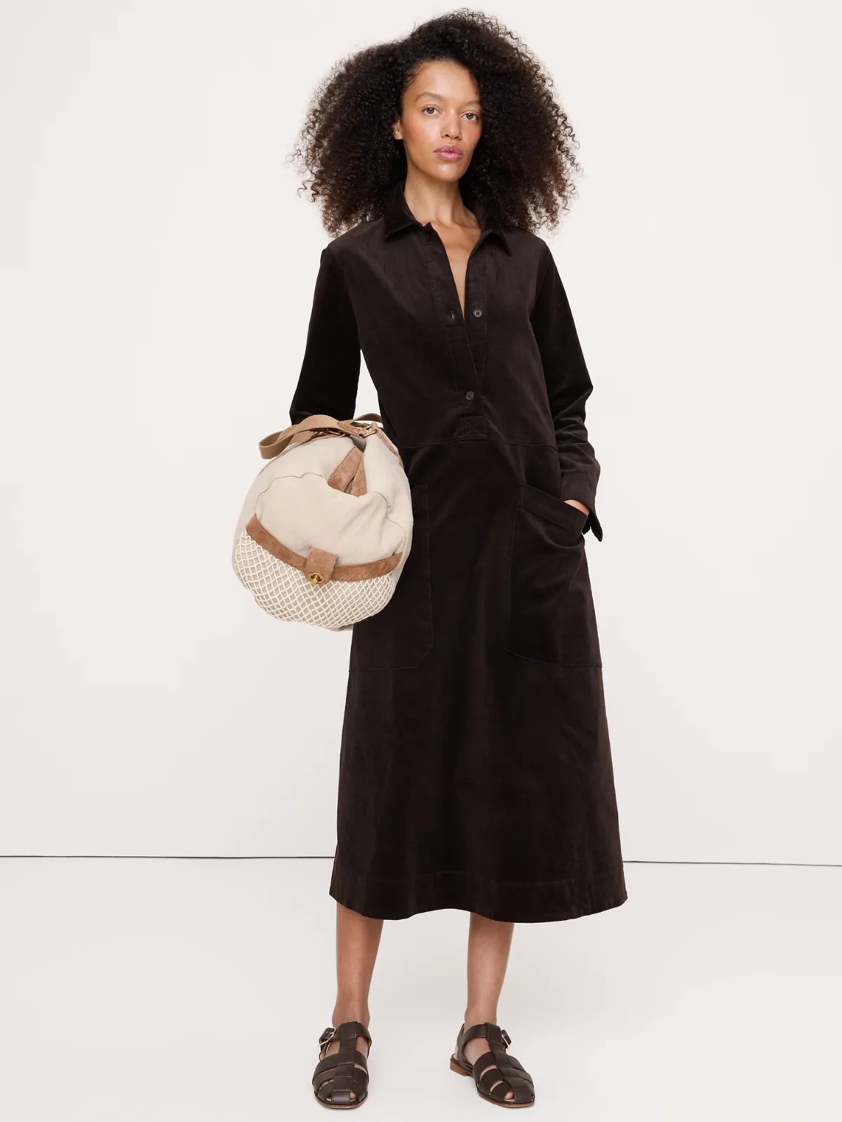 Corduroy Pocket Shirt Dress by Banana Republic