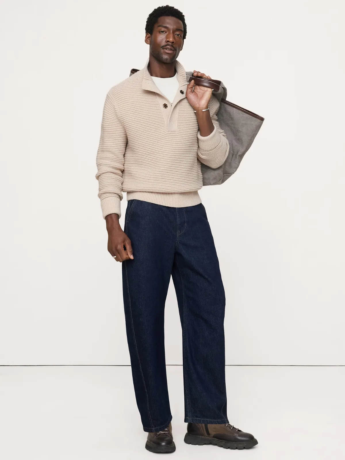 Italian Merino-Blend Mock-Neck Sweater by Banana Republic