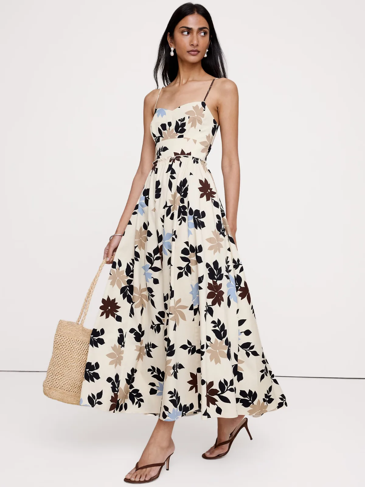 Soft Cotton Corset Maxi Dress by Banana Republic