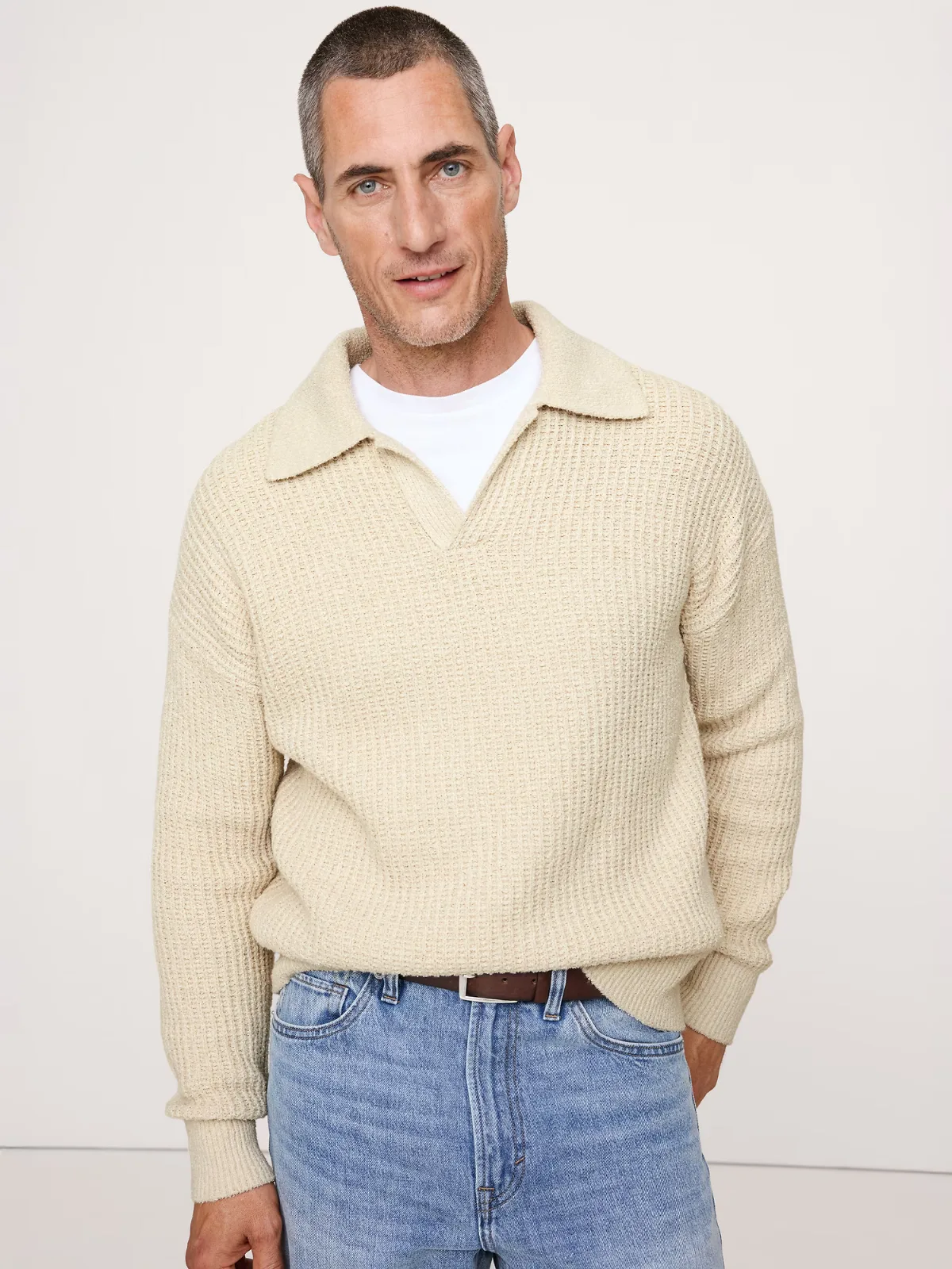 Chunky Cotton-Blend Sweater Polo Shirt by Banana Republic