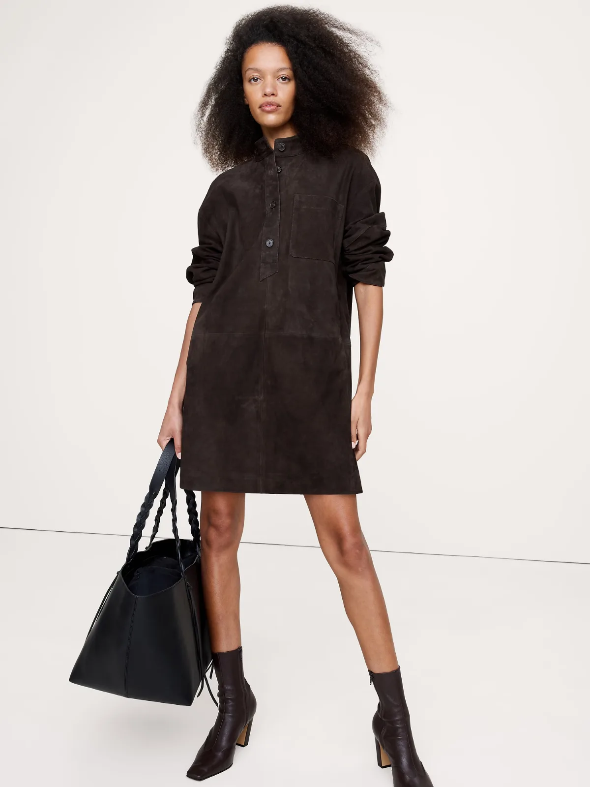 Suede Popover Shift Dress by Banana Republic