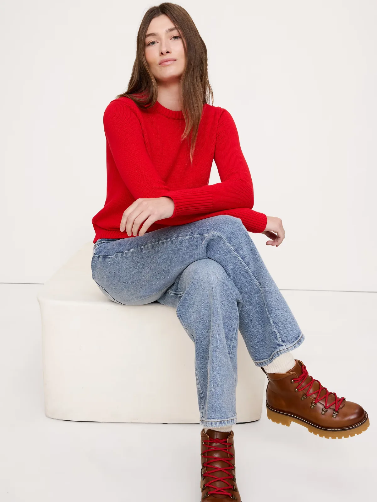 Cotton-Silk Crew-Neck Sweater by Banana Republic