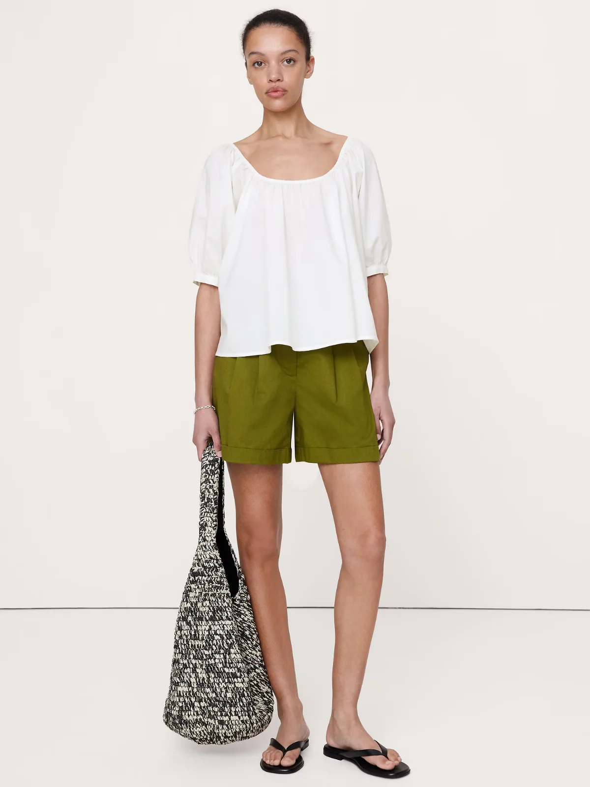 Breezy Cotton Scoop-Neck Top by Banana Republic