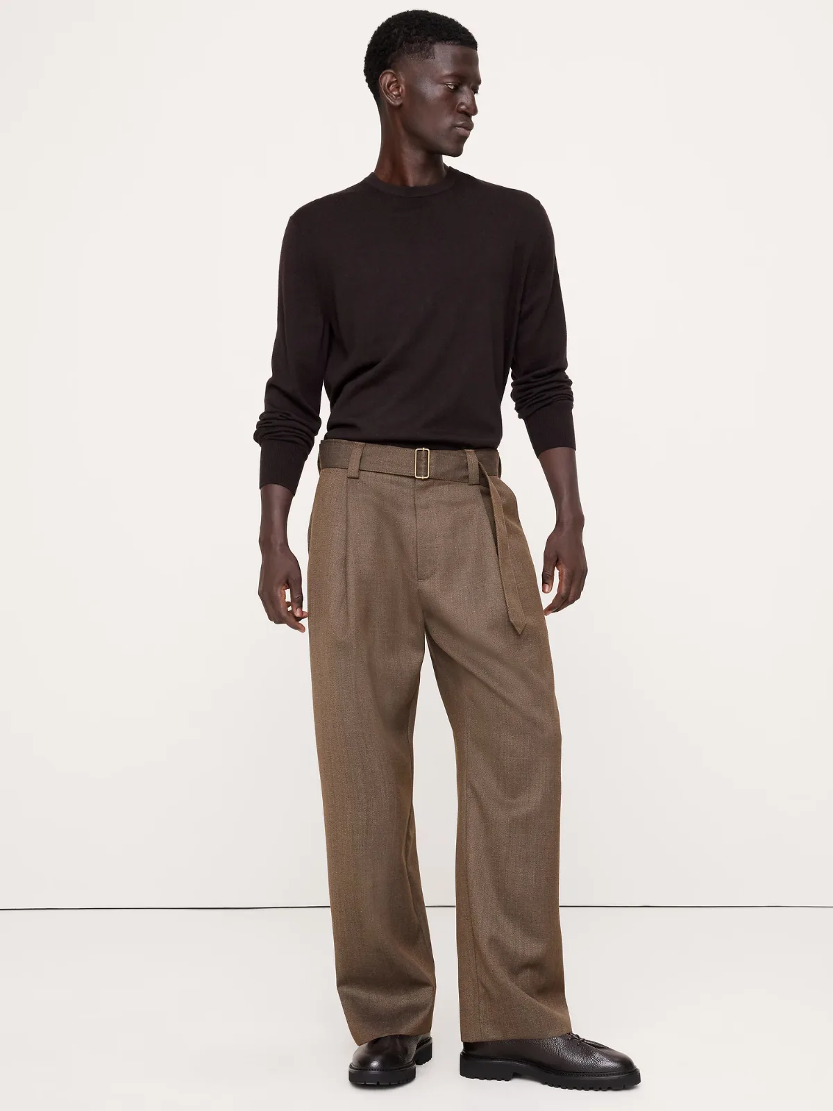 Loose Twill Belted Dress Pant by Banana Republic