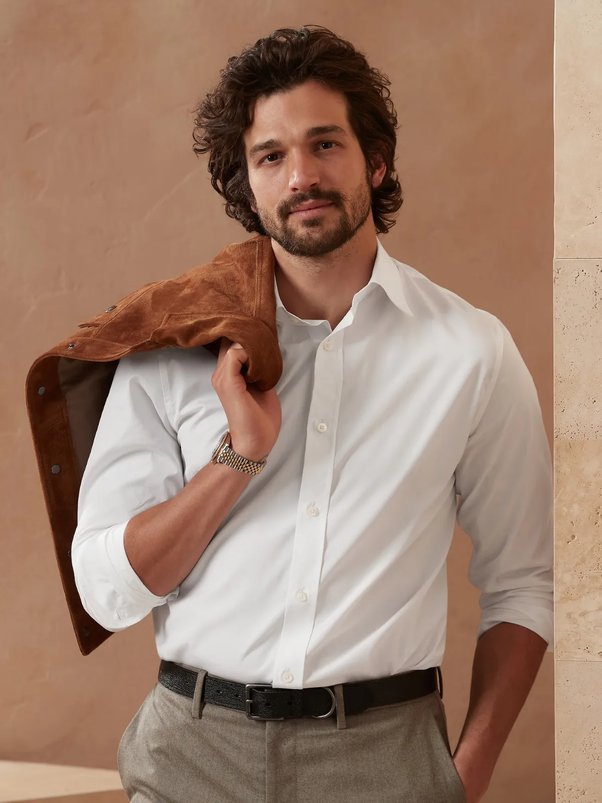 Tailored Slim-Fit Premium Cotton Poplin Dress Shirt by Banana Republic