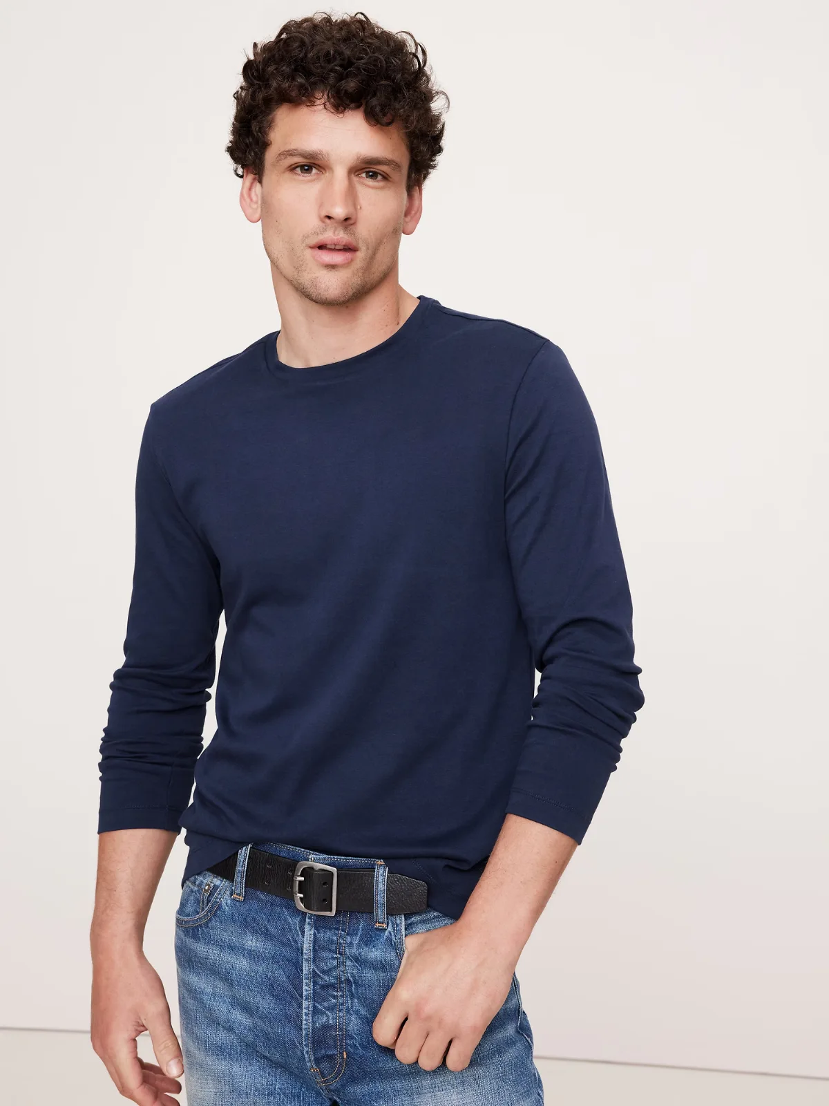 Luxury-Touch Long-Sleeve T-Shirt by Banana Republic