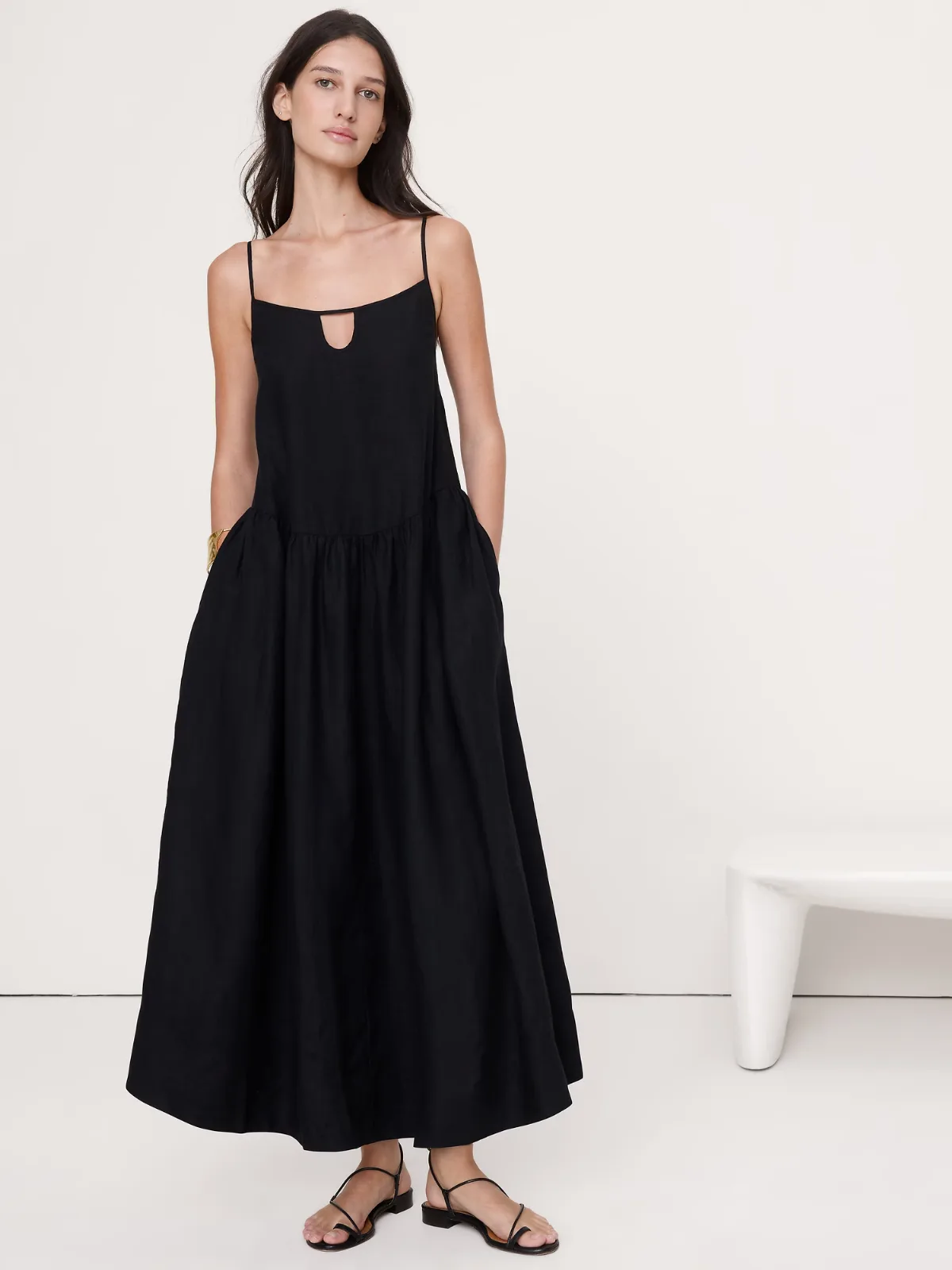 Linen Drop-Waist Maxi Dress by Banana Republic
