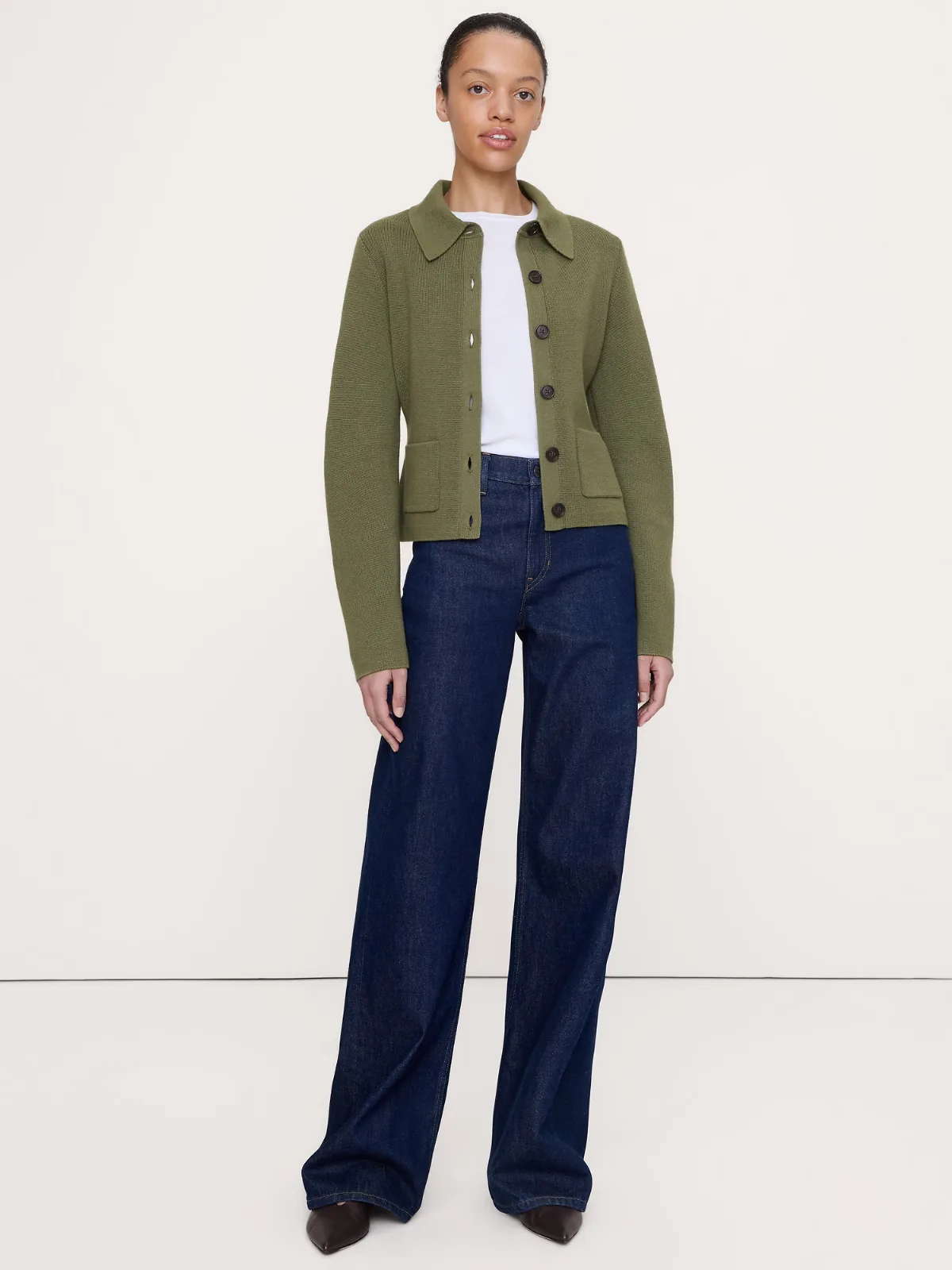 Larkspur Cotton-Silk Polo Shirt Cardigan by Banana Republic