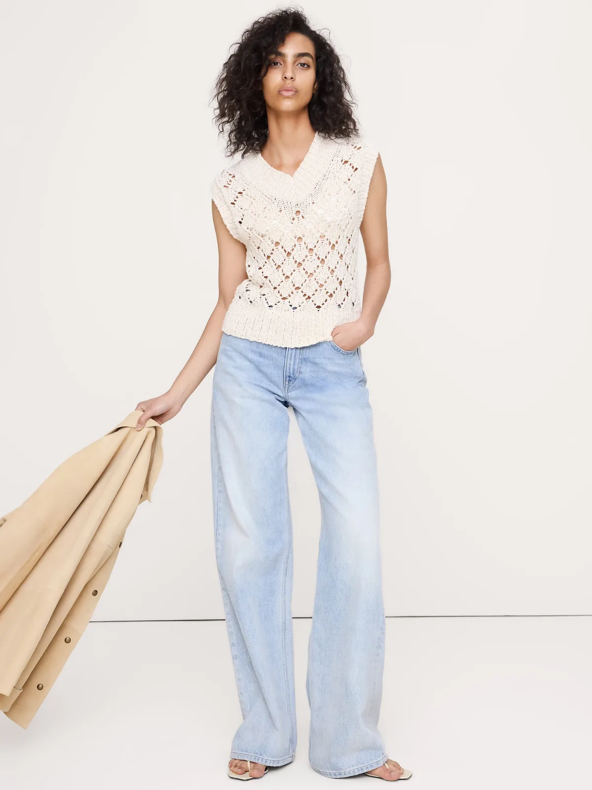 Crochet Cropped Sweater Vest by Banana Republic