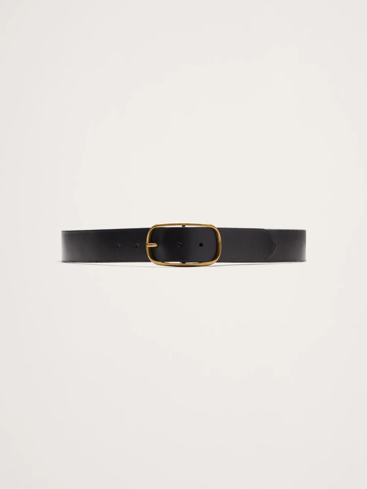Leather Oval-Buckle Belt
