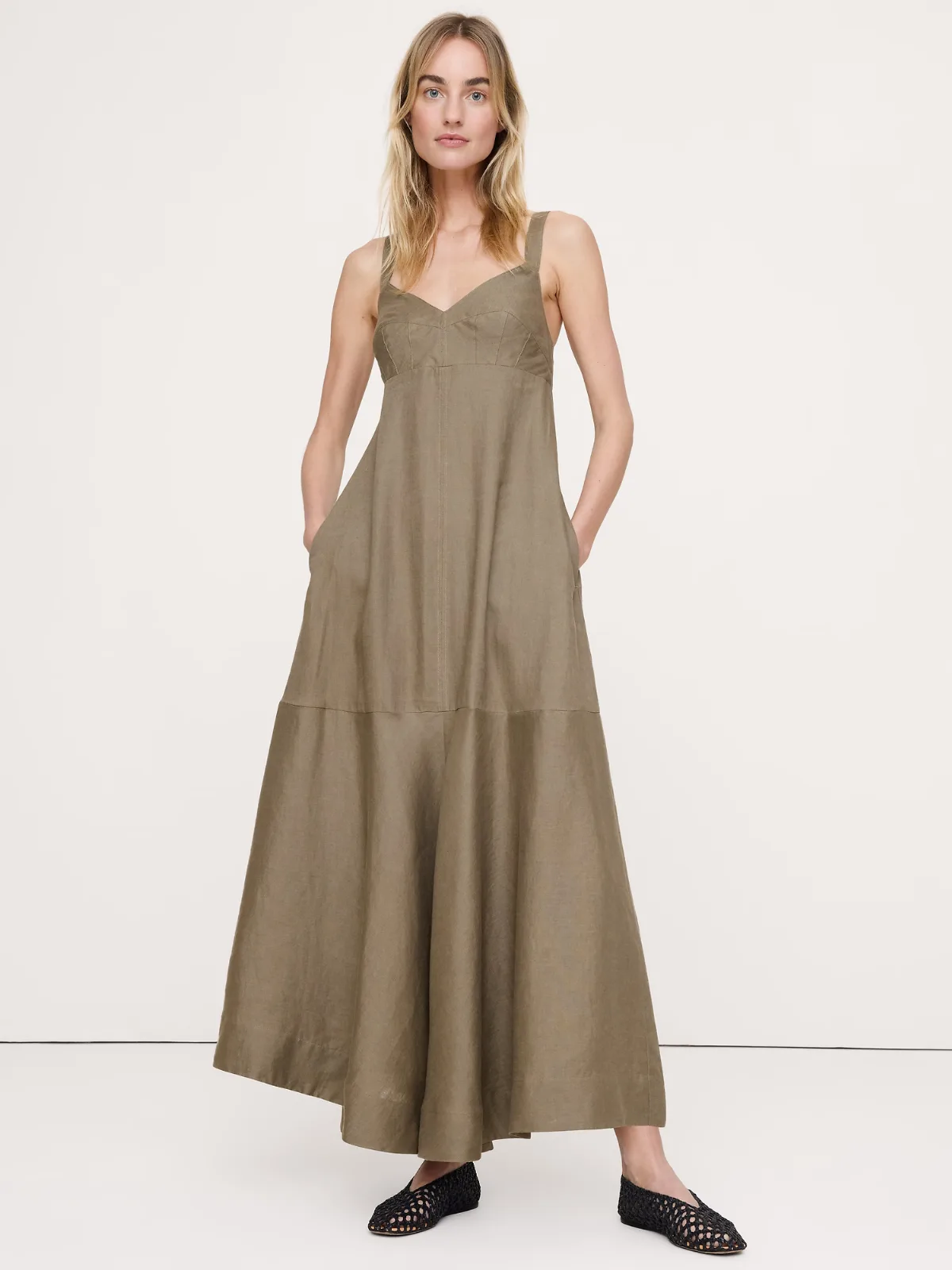 Linen Empire-Waist Maxi Dress by Banana Republic
