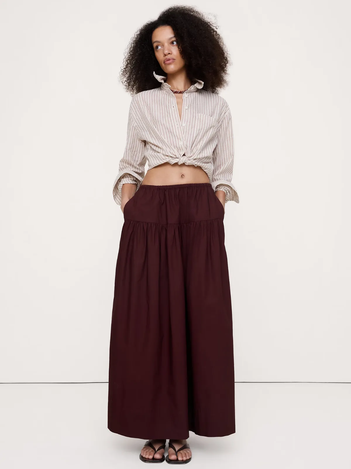 Tiered Cotton Poplin Maxi Skirt by Banana Republic