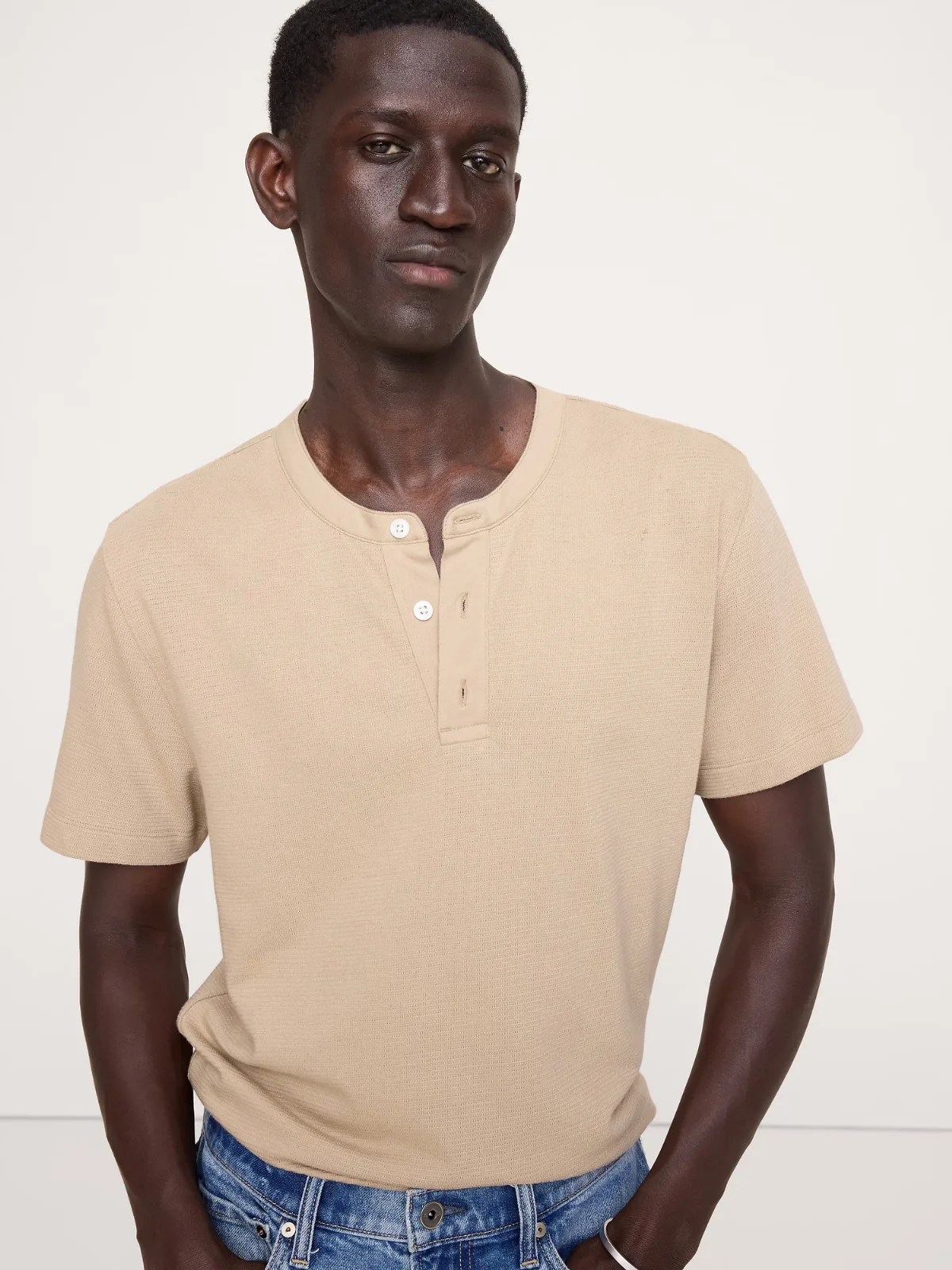 Mesh Henley T-Shirt by Banana Republic