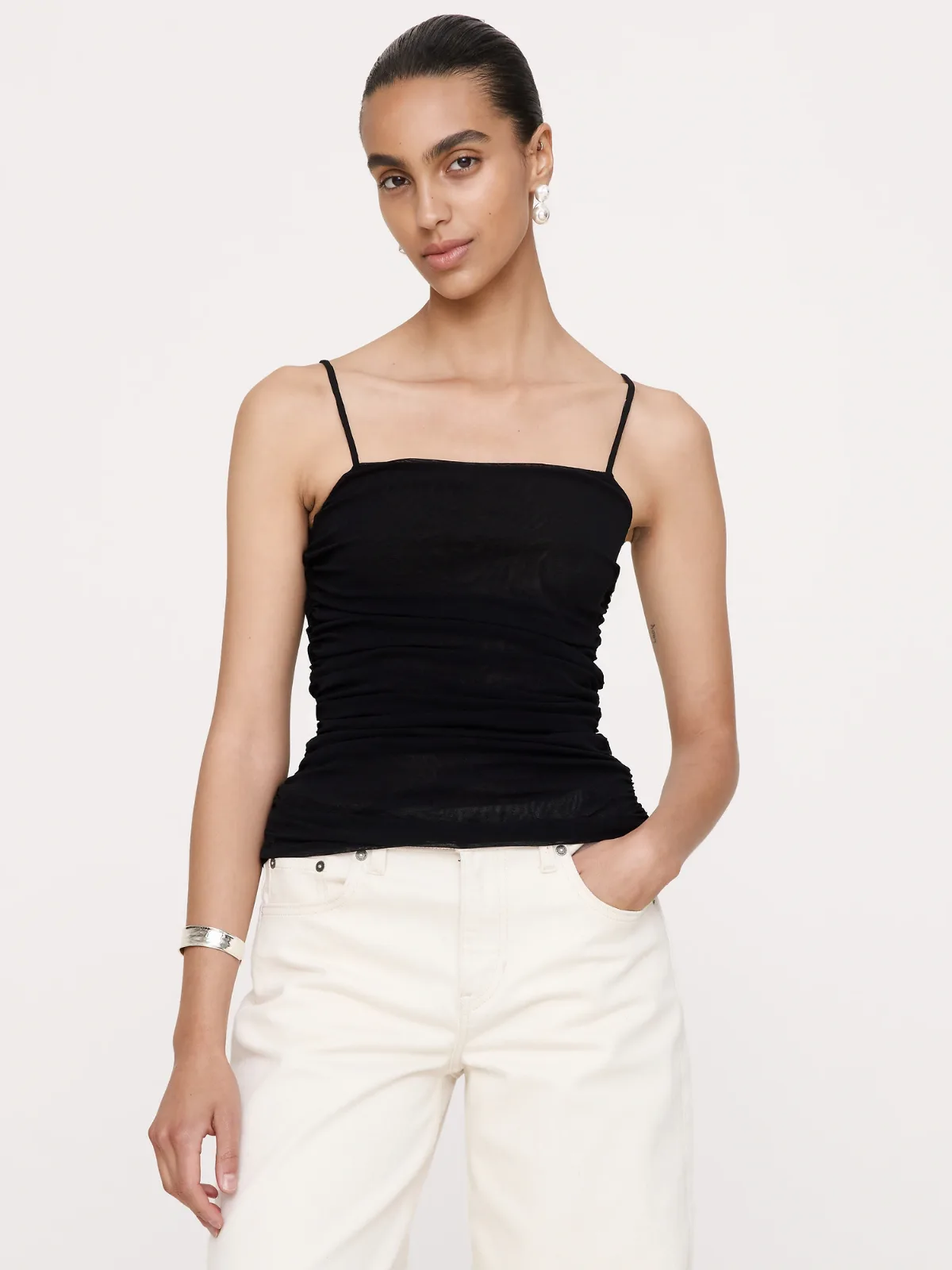 Ruched Mesh Tank by Banana Republic