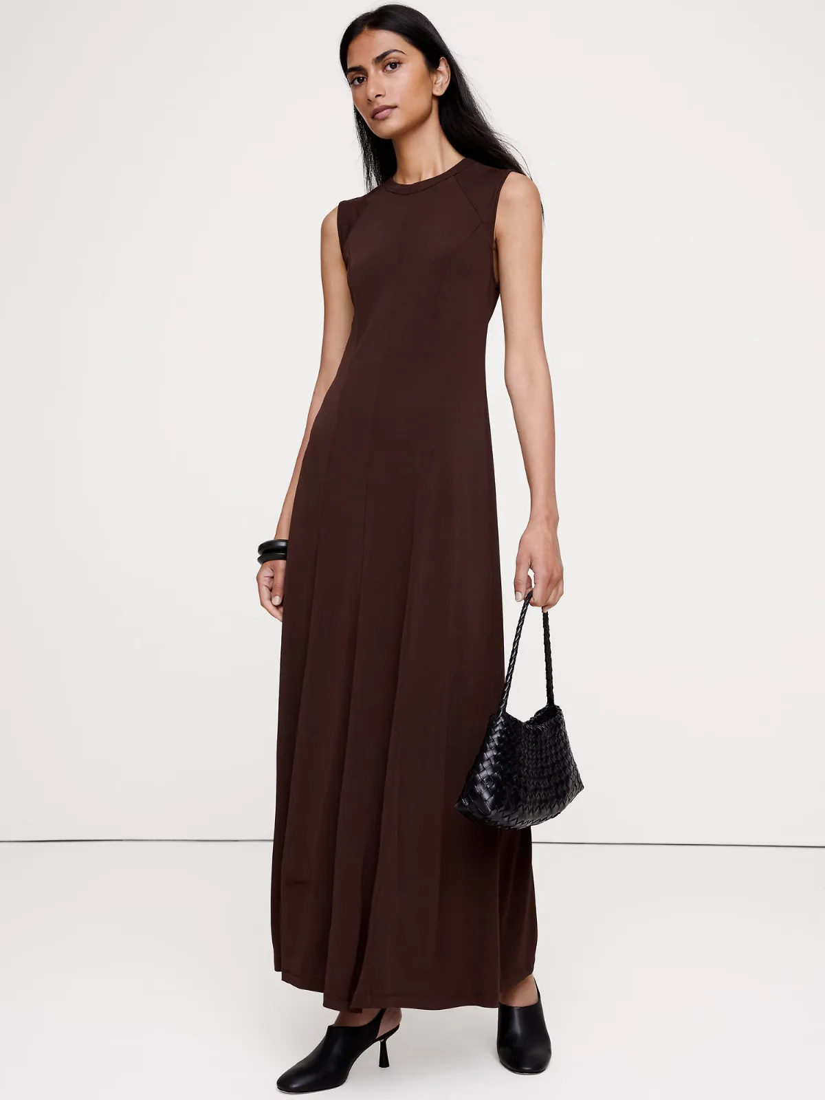 Matte Jersey Paneled Maxi Dress