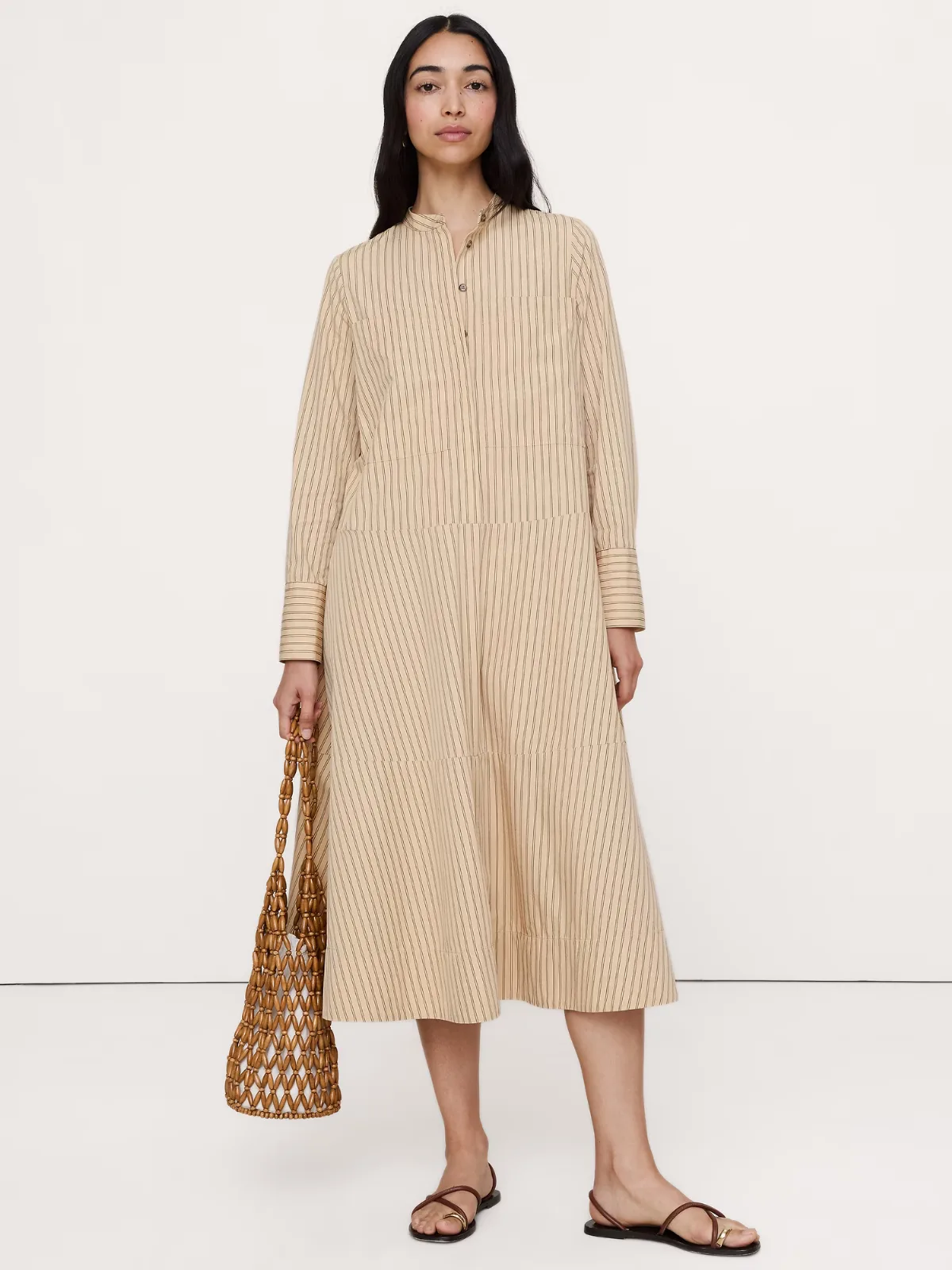 Cotton Trapeze Shirt Dress by Banana Republic
