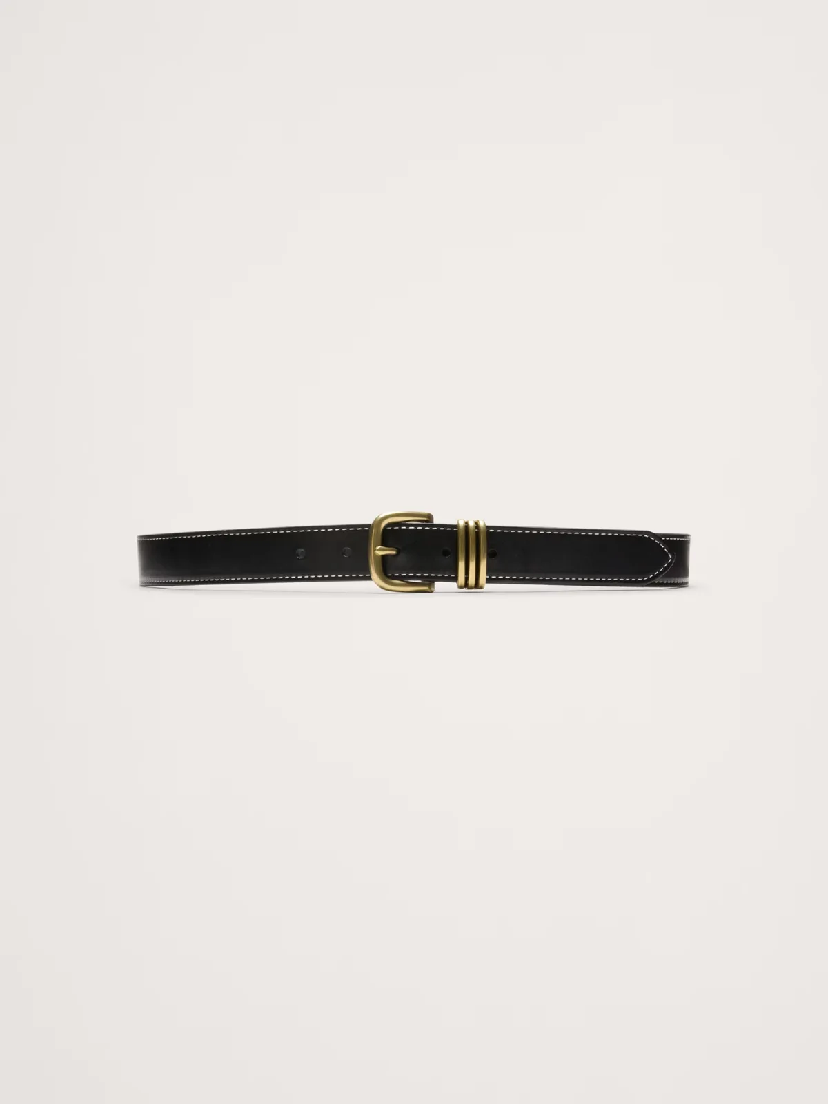 Western Leather Belt with Contrast Stitching