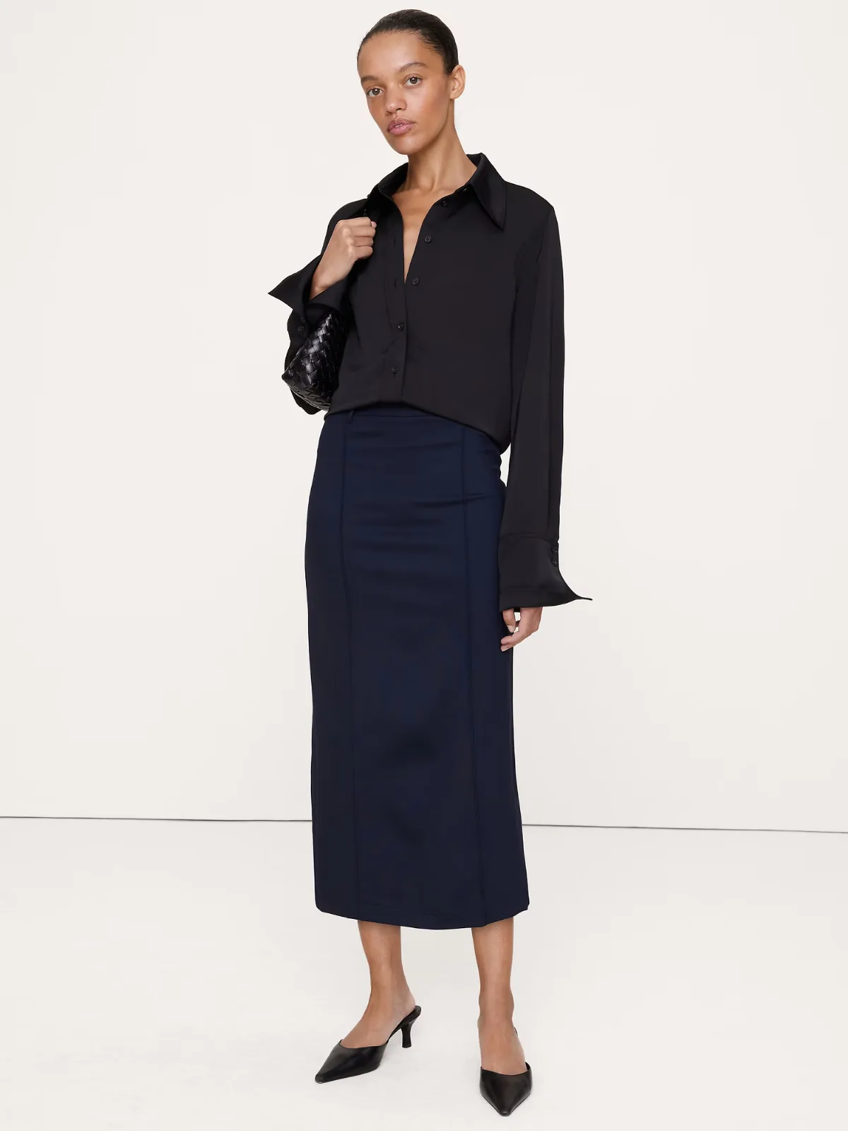 Ponte Pintuck Pencil Skirt by Banana Republic