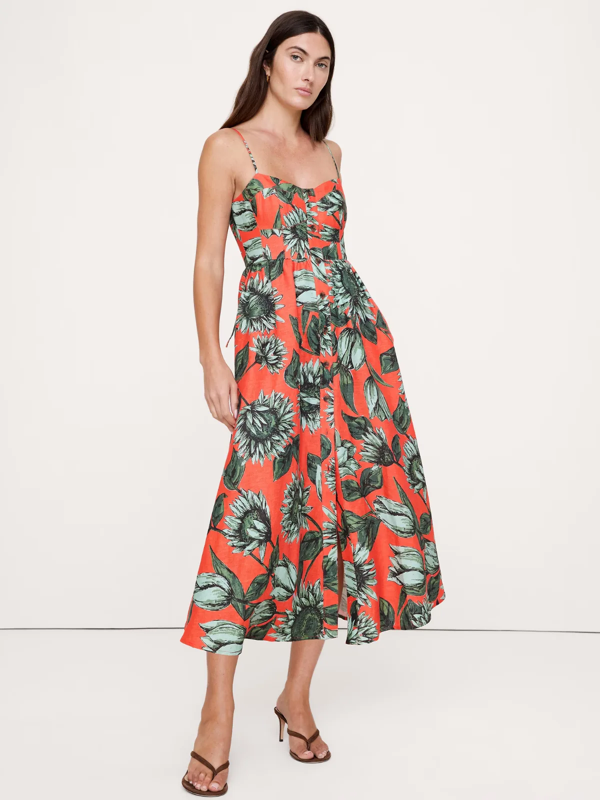 Linen Corset Button-Down Dress by Banana Republic