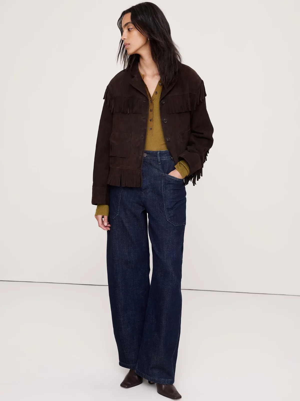 Heritage Suede Fringe Jacket by Banana Republic