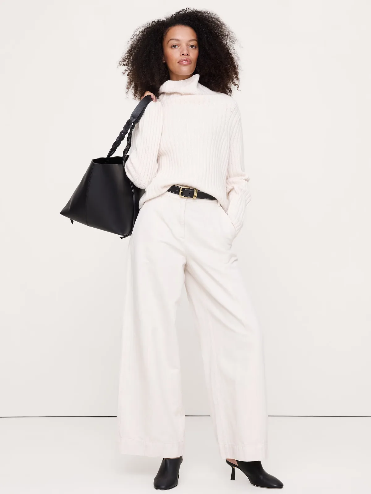 Wool-Cotton Drape-Neck Sweater by Banana Republic