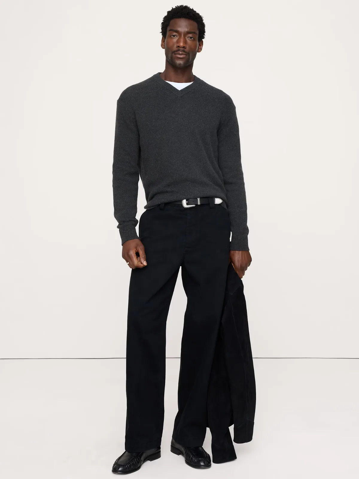 Italian Cotton-Cashmere V-Neck Sweater by Banana Republic