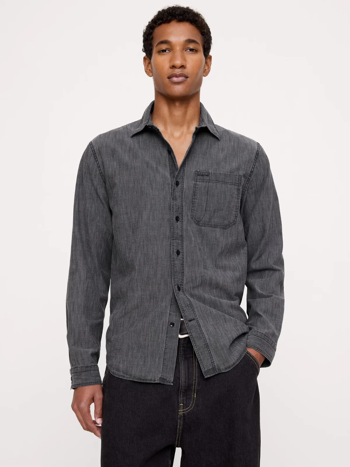 Standard-Fit Chambray Shirt