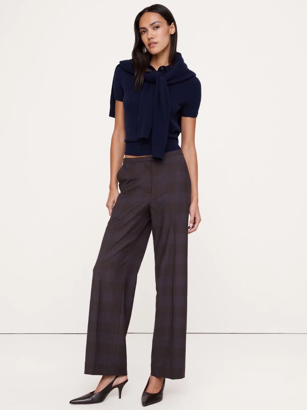 High-Rise Wide-Leg Wool-Blend Pant by Banana Republic
