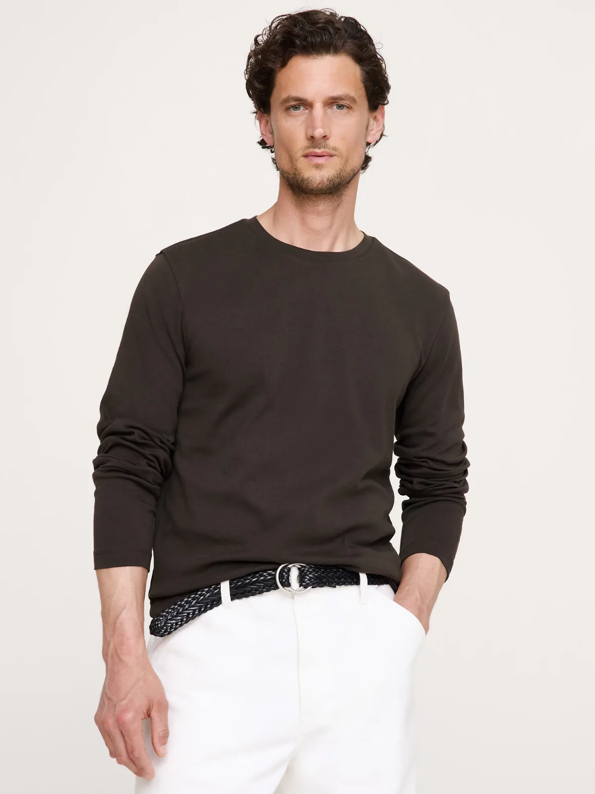 Luxury-Touch Long-Sleeve T-Shirt by Banana Republic