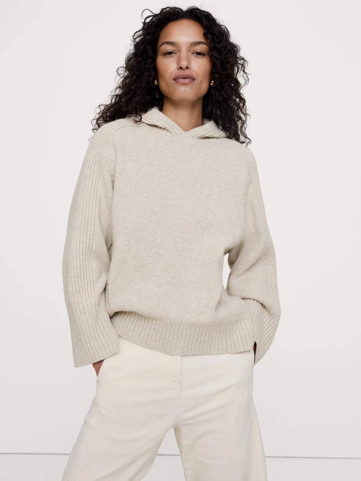Wool-Cashmere Sweater Hoodie by Banana Republic