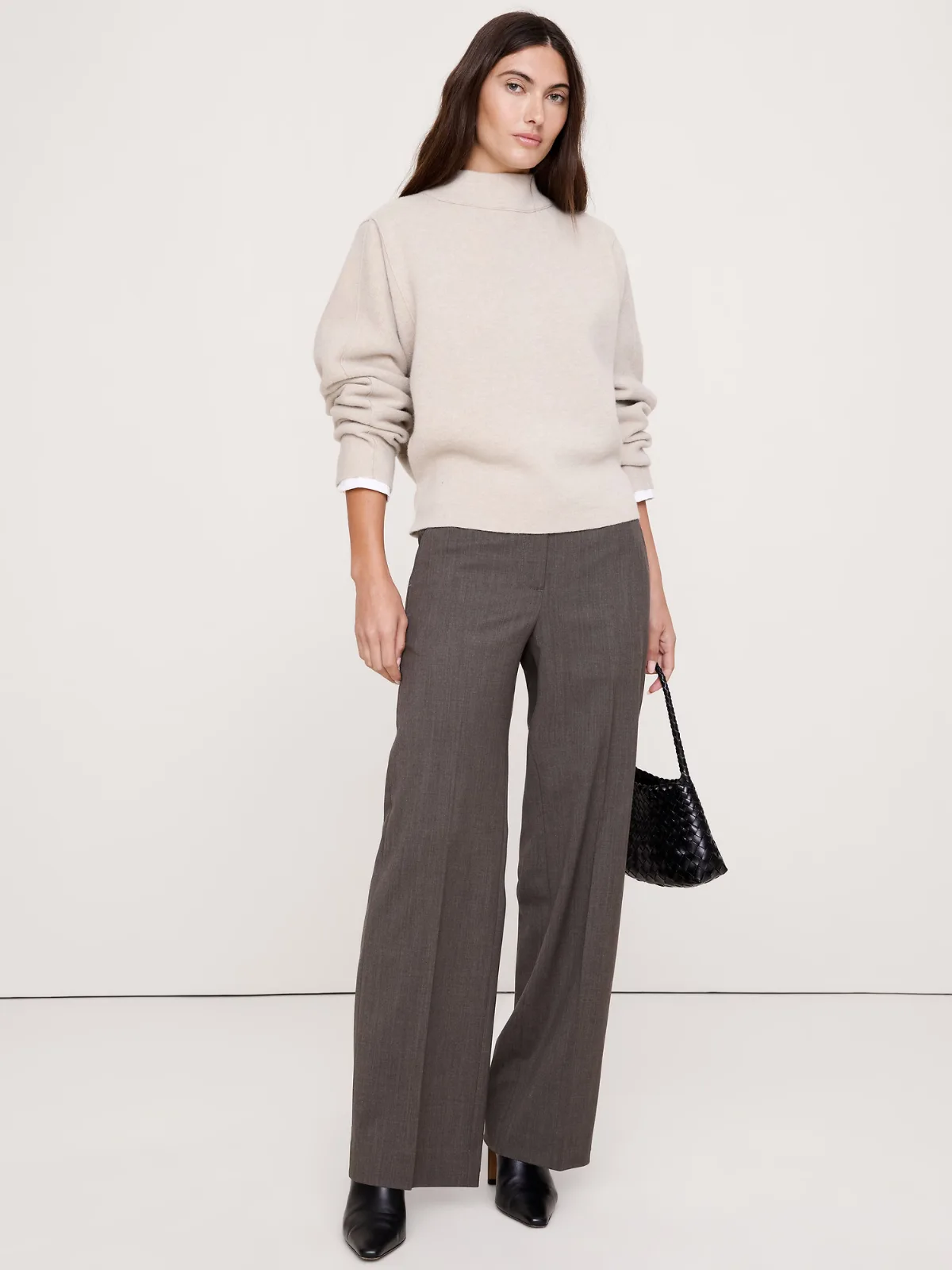 Mid-Rise Wide-Leg Italian Lightweight Wool Pant by Banana Republic