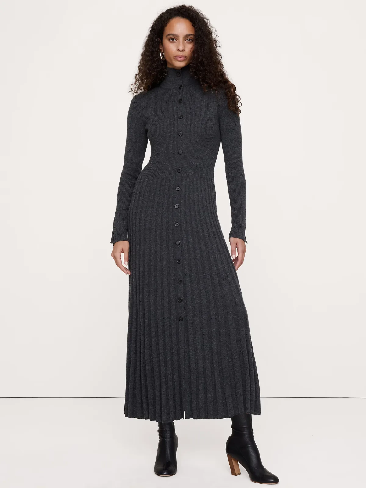 Ribbed Buttoned Sweater Dress by Banana Republic