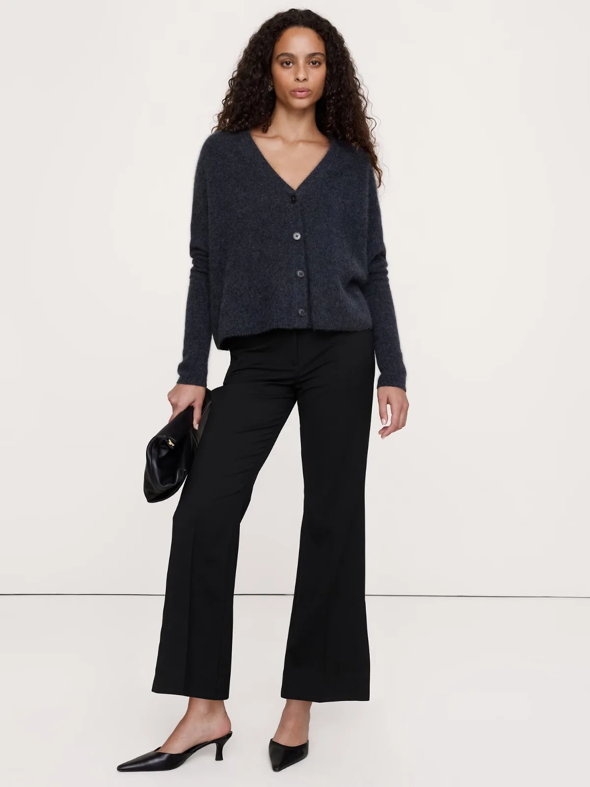 High-Rise Flare Italian Lightweight Wool Pant with Side Slit by Banana Republic
