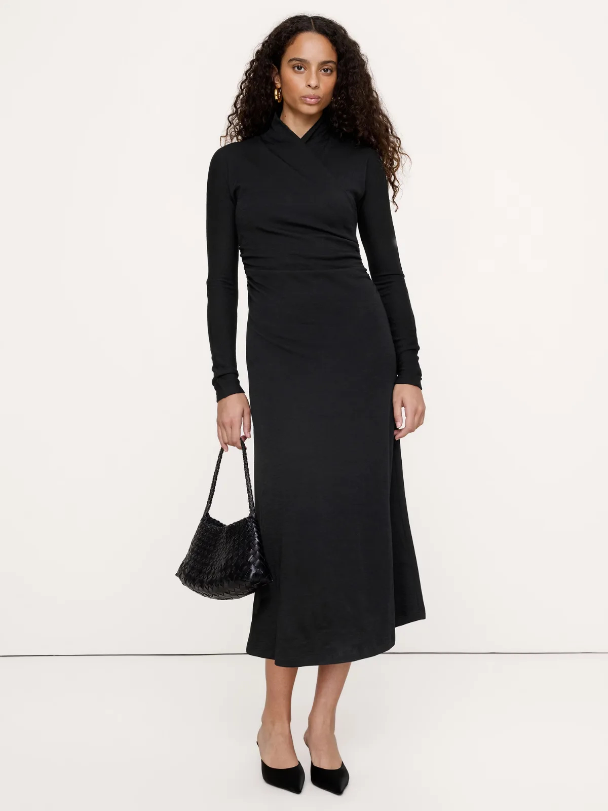 Wrap-Neck Midi Dress by Banana Republic